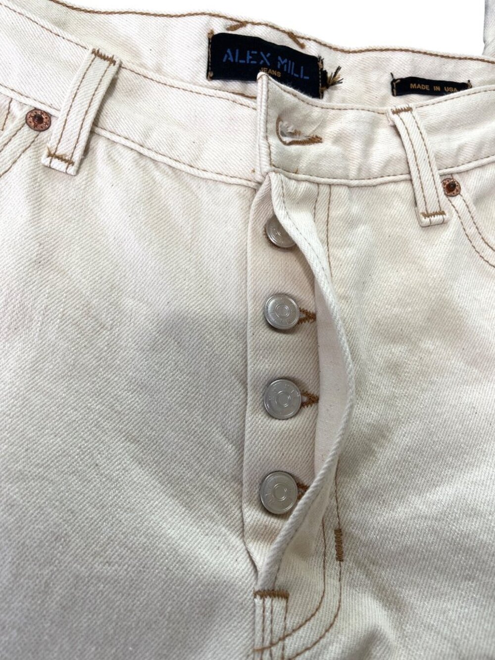 Alex Mill Womens Size 29x30 Bev Jeans Relaxed Straight Button-Fly Ecru Cream USA - Picture 4 of 11